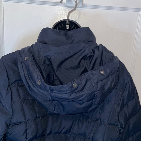 Abercrombie & Fitch Navy Blue Belted Hooded Down Puffer Jacket Size L - Picture 12 of 16